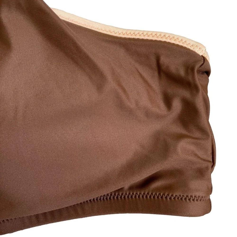 NWT J. Crew Chocolate Brown Scoopneck O-ring Tie-shoulder Padded Bikini Top 3X